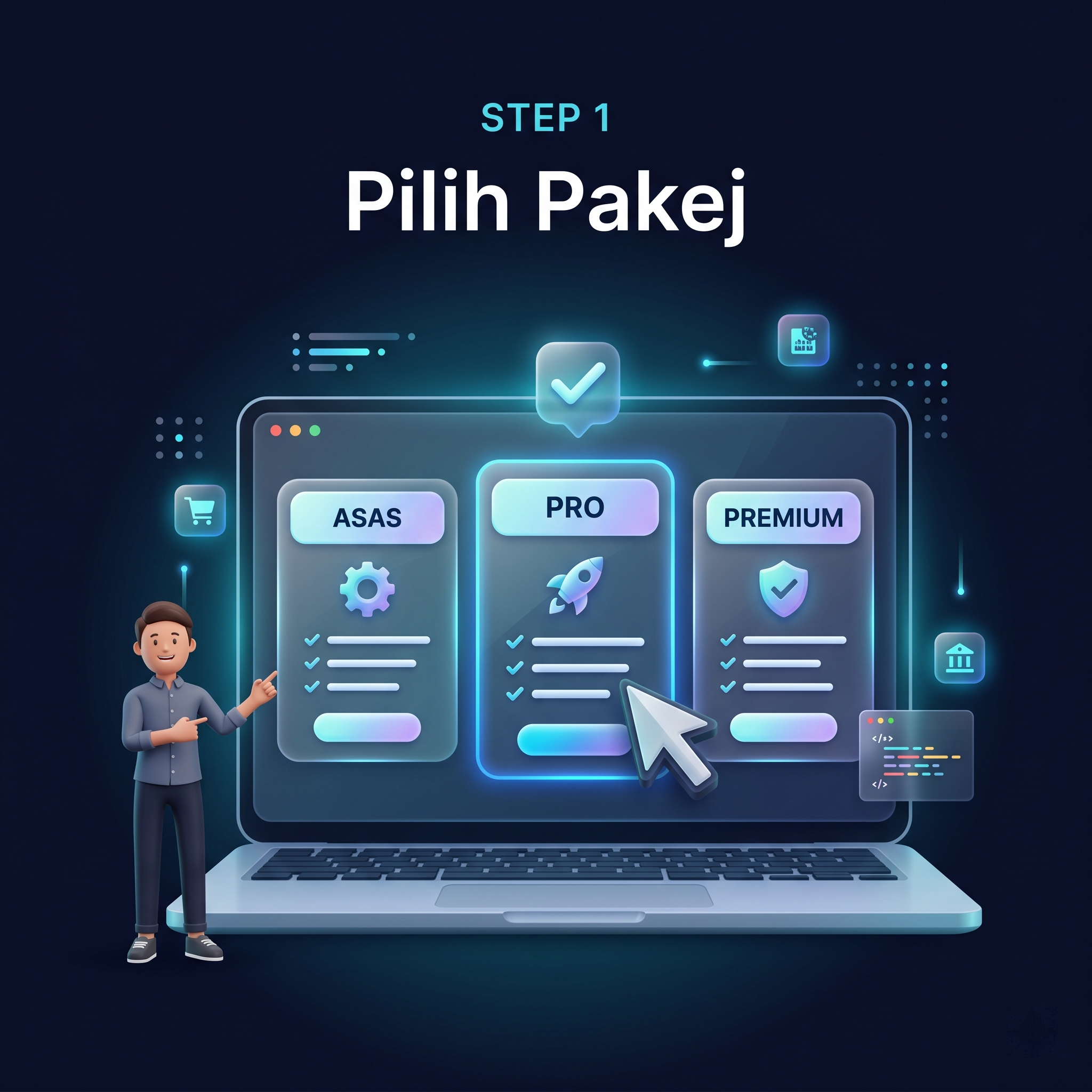 Ilustrasi langkah 01 pilih pakej website