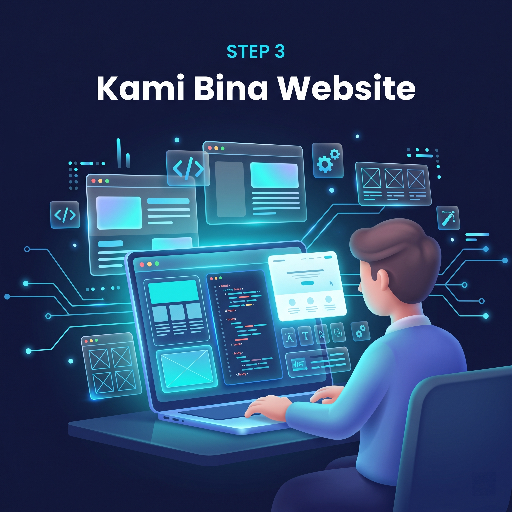 Ilustrasi langkah 03 kami bina website